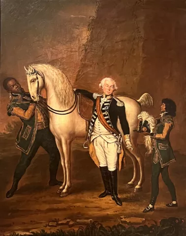 Portrait de Charles-Daniel de Meuron accompagné de deux esclaves